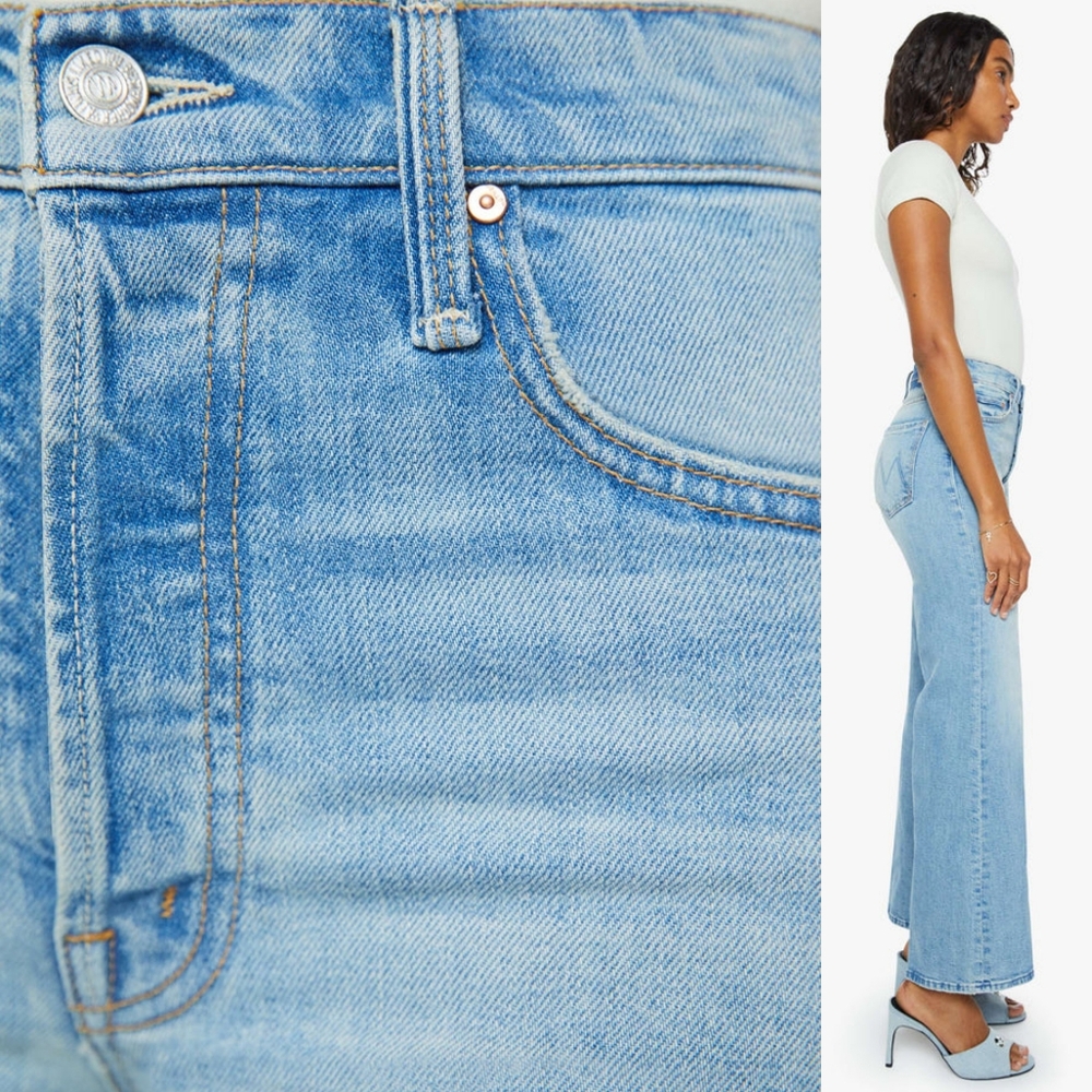 NWT Mother Denim The Tomcat Roller Jean 27 Petite Lil I Confess Jeans Wide Leg - Picture 12 of 16